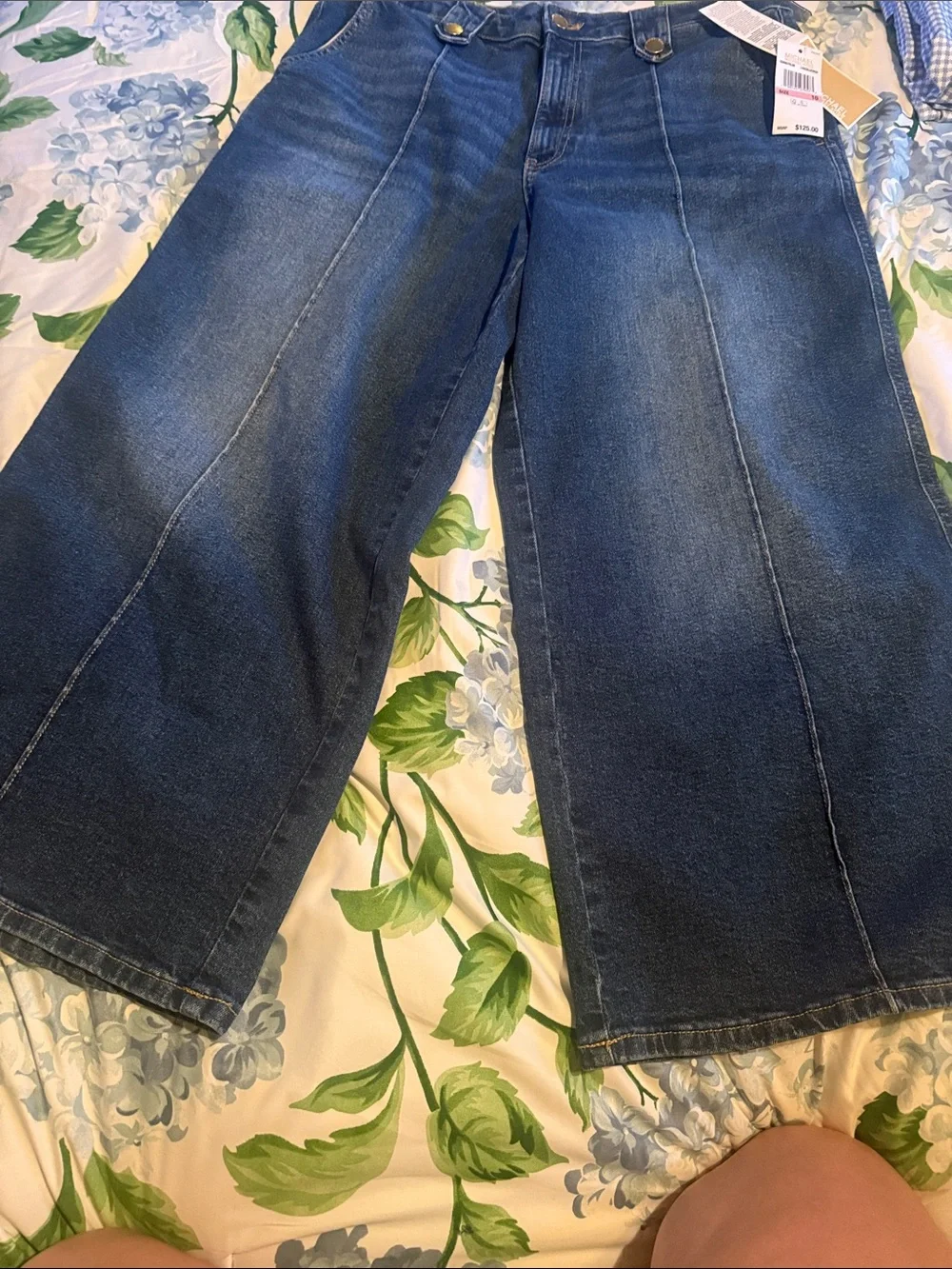 Michael Kors Dark Blue High-Rise Wide-Leg Jeans